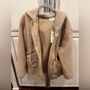 Bluivy Camel Sherpa Jacket with Removable Hood